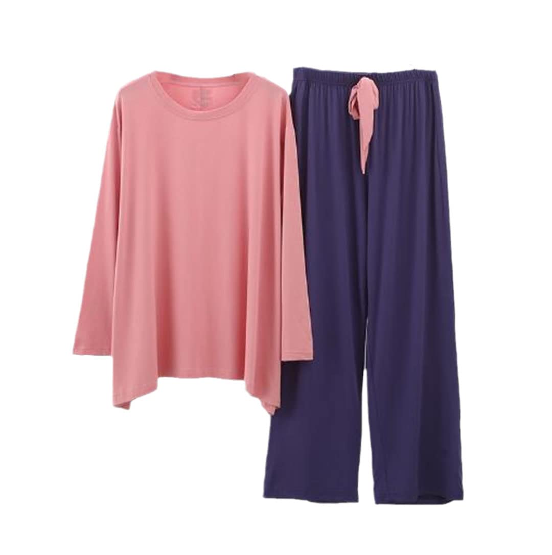 Conjunto de pijama de mujer de color de contraste de algodón cómodo para mujer, Imagen5, talla única