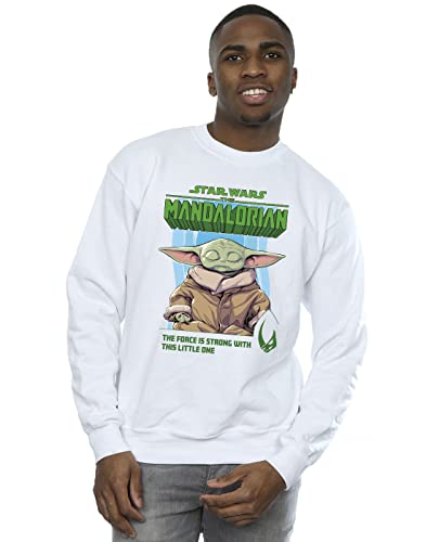 Absolute Cult Star Wars Men's The Mandalorian The Force Is Strong Sweatshirt White Small