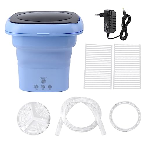 ciciglow Tragbare Waschmaschine, Faltbare Mini-Waschmaschine, Große Kapazität, Sanftes Schleudern, Kleine Waschmaschine mit Schwarzem Deckel für Socken, Röcke, Blusen, Babykleidung, (Blau)