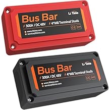 Litime 300A Bus Bar 2 Pack, Power Distribution Block with 4*M8 Terminal Posts, Max. DC 48V for Automotive, Marine, Solar Applications and Electrical System, Red+Black