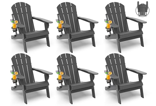 GREENVINES Folding-Adirondack-Chairs-Set-of-6 | HDPE Plastic | Fire Pit Chair |