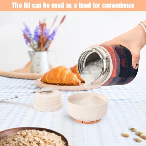 Termo de comida de 500 ml en acero inoxidable con boca ancha y cuchara plegable 7