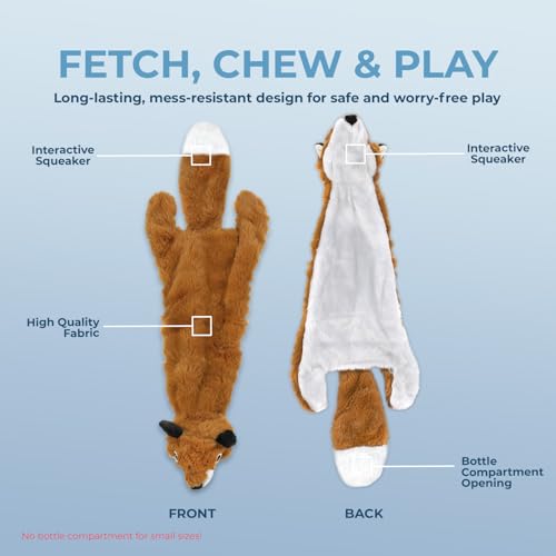 Image of Best Pet Supplies Squeaky Dog Toys with Soft Durable Fabric for Small, Medium and Large Pets Interactive Toy for Indoor Play, Supports Active Biting and Play - Fox, Large