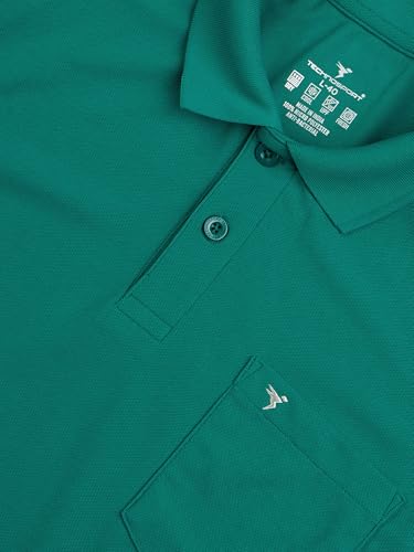 Image of TECHNOSPORT Men Polyester Slim Fit Polo Neck Full Sleeve Matpiq T-Shirt with Patch Pocket for Regular Use