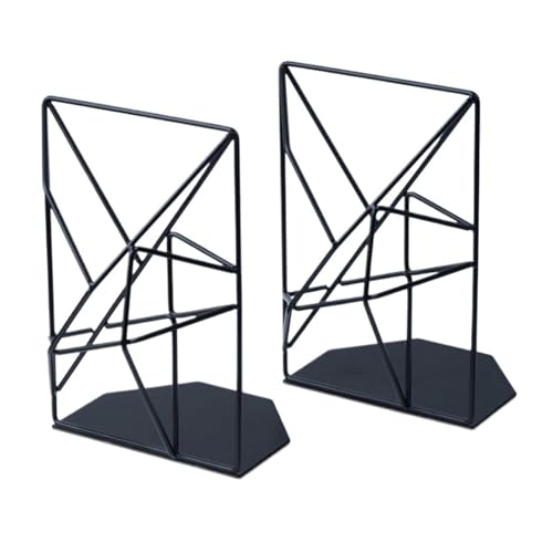 Sujetalibros con acabado mate, tapones decorativos de hierro para libros, industrial, hogar, oficina, decoración rústica (negro)