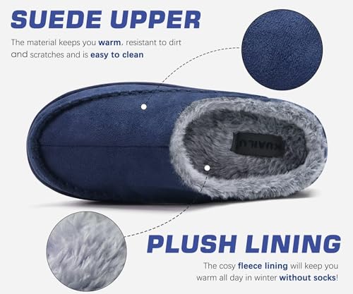 Image of KuaiLu Mens Slippers Orthopedic Arch Support Suede Fluff Plush Home Shoes | Comfortable Plantar Fasciitis Slip-on Bedroom Warm House Garden Footwear Fuzzy Clogs Slippers Indoor Outdoor Pantuflas