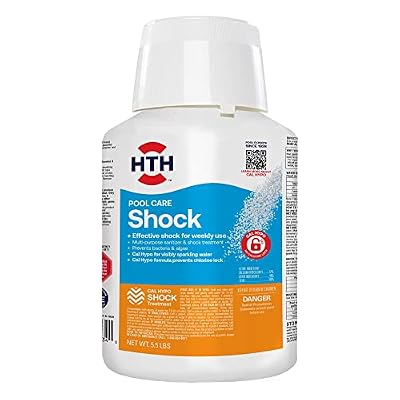 HTH 52034 Swimming Pool Care Shock, Swimming Pool Chlorinator Boosts Chlorine Levels, Cal Hypo Formula, 5.5lb