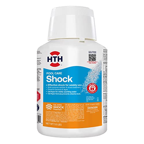 HTH 52034 Swimming Pool Care Shock, Swimming Pool Chlorinator Boosts Chlorine Levels, Cal Hypo Formula, 5.5lb
