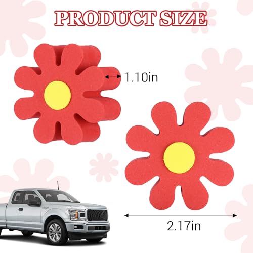 Hbxdeco Daisy Car Antenna Topper, Cute Daisy Flower EVA Antenna Ball for Vehicles, Funny Automotive Roof Toppers Decoration, Lovely Aerial Ball Mirror Dangler Car Accessories for Women Men (Red) - Thumbnail 2