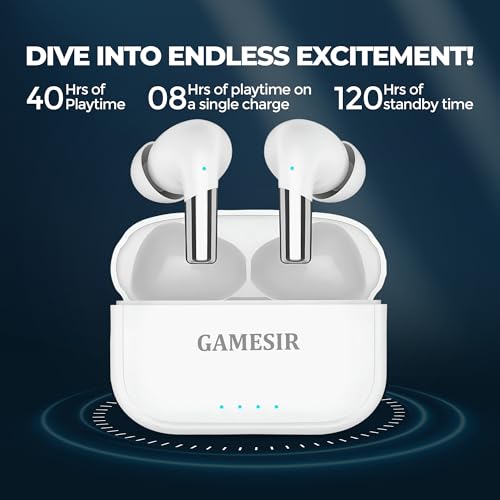 Image of GameSir FusionBeatX PRO Wireless Noise Cancelling Earbuds-Sound Optimize, 42H Playtime, 45ms Low Latency, 12mm Bass Drivers, Zen ENC Mic, IPX5 Water Resistance, Bluetooth 5.3, Type-C Charging (White)