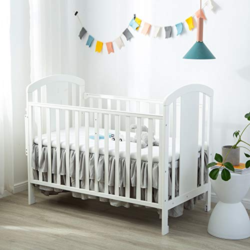 Jsd Crib Bed Skirt Dust Ruffle Double Layer Brushed Microfiber Nursery Crib Toddler Bedding Skirt For Baby Boys Deep Drop Grey 14" #TOP4