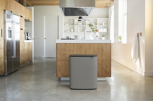 Brabantia Bo Touch Top Kitchen Trash Can with Dual Compartments | Mineral Gray | 2 x 8 Gal Inner Buckets | Soft-Close Garbage Can, Light Touch Opening, Stay-Open Lid | Fits Against Wall | + Trash Bags by Brabantia - Image 5
