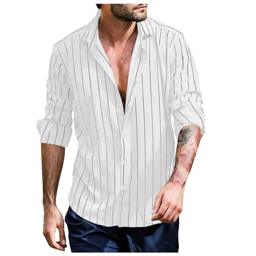 Chemise en lin homme manches longues contre la chaleur estivale en lin léger rayé