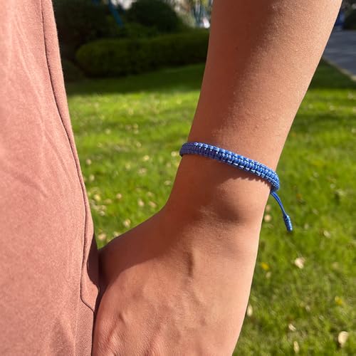 6PCS Blue Friendship Bracelets Bulk Blue Braided Bracelet for Women Men Handmade Adjustable Woven Blue String Bracelet4