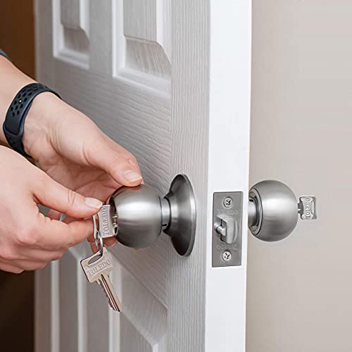 Door Knobs Communicating : Ball Entry Door Knob Keyed On Both Sides : Double Locking Cylinders : Bump Resistant & Anti-Pick Pins : Automatic Latching : Keyed Alike #TOP2