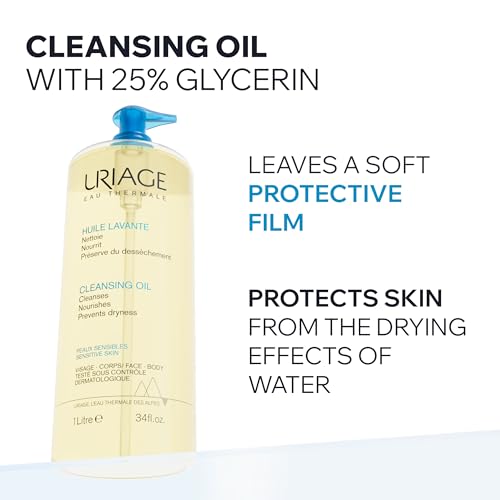 Uriage Duschöl Seifenfrei mit Glycerin 25% - 2in1: Reinigtsanft & spendet Feuchtigkeit - für die ganze Familie - Gesicht & Körper - Seifenfrei, Physiologischer pH-Wert, empfindliche Haut - 1L
