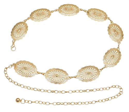 Image of Women's Concho Chain Belt Western Cowgirl Metal Waist Chain Belt for Dress