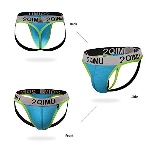 2QIMU Mens Jockstrap Thong Underwear Briefs GString, Cotton Athletic