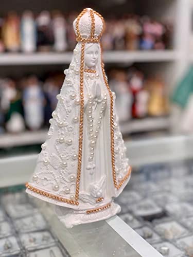 Imagem Nossa Senhora Aparecida Branca Pérolas 20cm Gesso