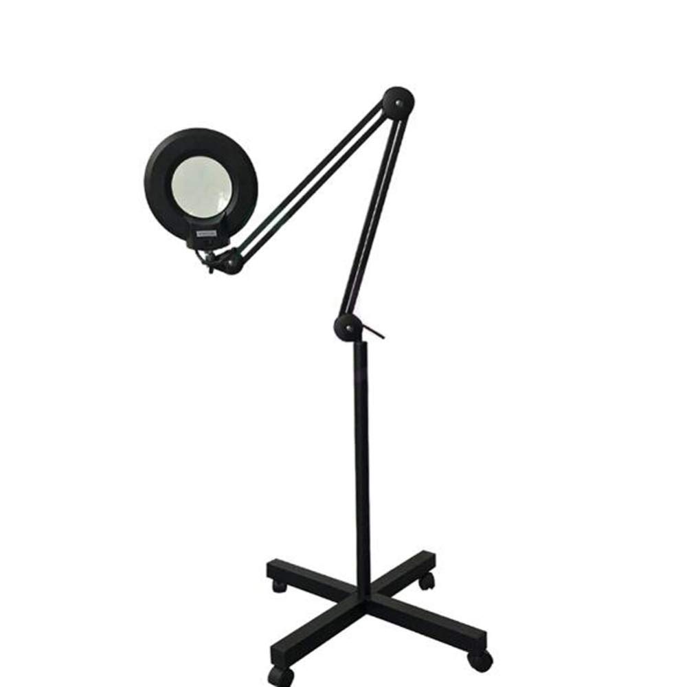 Lampa Podłogowa Z Lupą 5X, Lampa Podłogowa Z Lupą Salonową, Podstawa 4-Kołowa, Regulowana Wysokość, Stojąca Lampa Z Lupą Do Czytania,