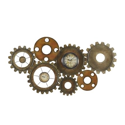 Deco 79 Benzara 13498 Metal Gear Clock Deco 79 Benzara 13498 Metal Gear Clock, 34 x 17 , Brown product image