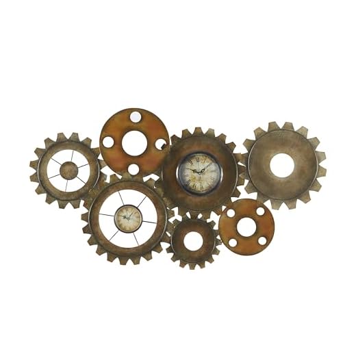 Deco 79 Benzara 13498 Metal Gear Clock, 34 " x 17 ", Brown product image