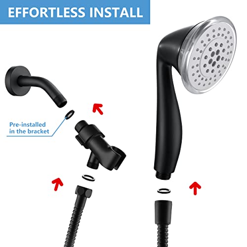 Iopsk Led Shower Head With Handheld,5 Spray Settings Shower Head With Light, Handheld Shower Head With 60 Inches Stainless Steel Hose And Adjustable Bracket-3 Color Changes With Water Temperature #TOP3