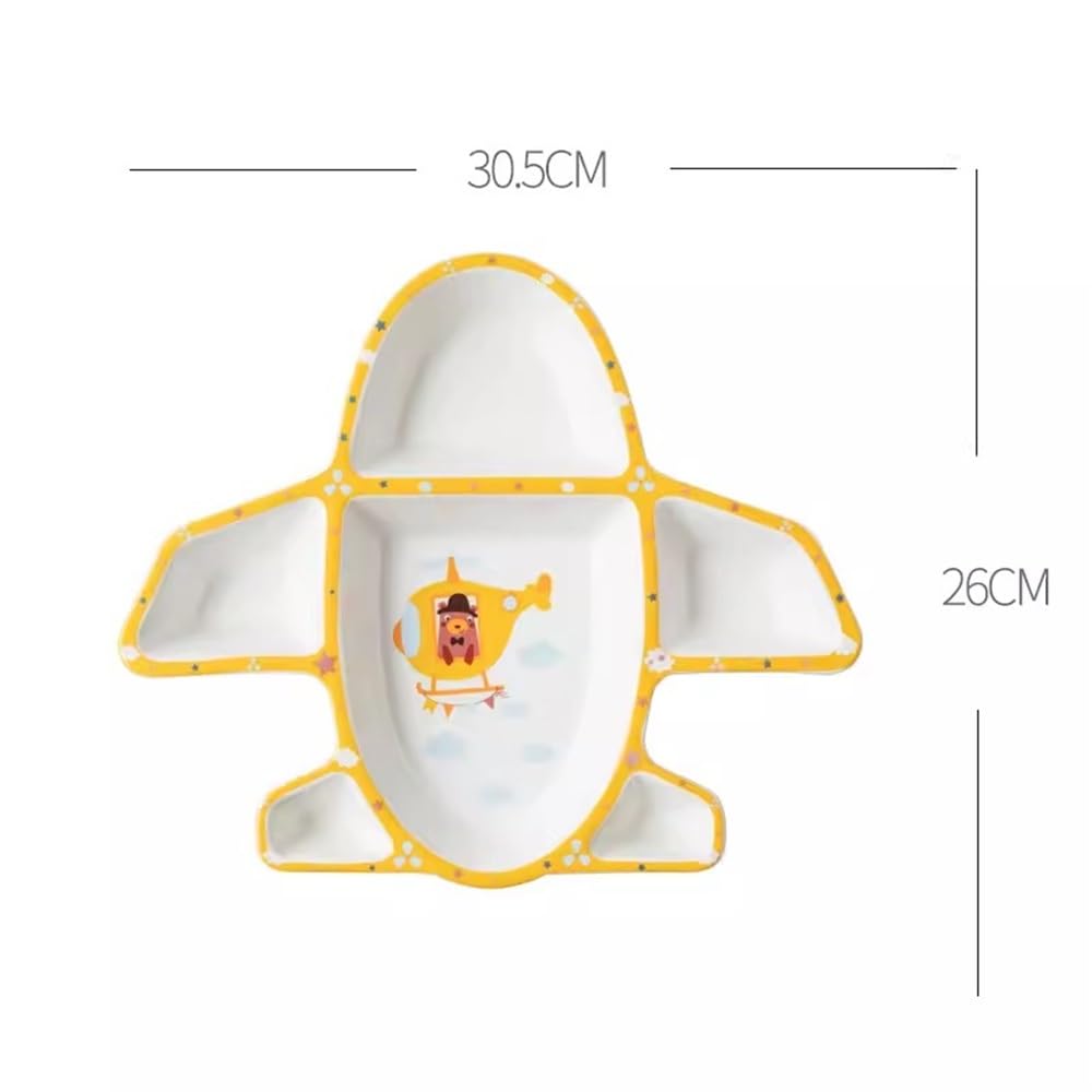 Assiettes compartimentées pour la Maison Assiette à dîner compartimentée en céramique Vaisselle pour Enfants (Style 1 comme illustré)