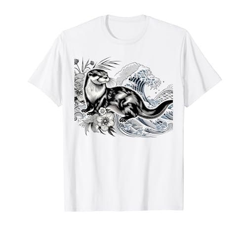 Floral Wildlife Vintage Flower Japanese Art Cute Nutria Camiseta