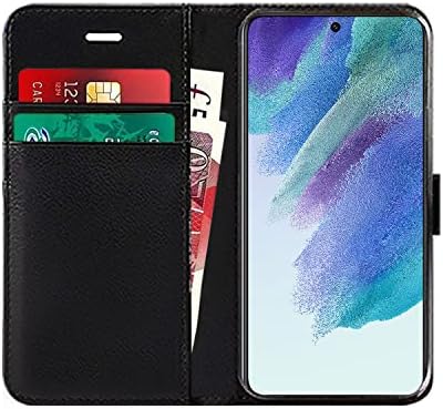 DN-Technology Galaxy S21 FE Case Phone Cover For Samsung S21 FE Premium Leather Flip Wallet Folio Stand View Magnetic Closure, Shockproof TPU ID Card Holder Case For Galaxy S21 FE (5G) (BLACK)