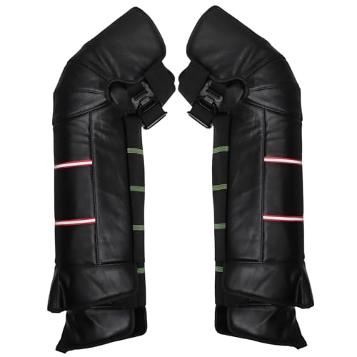 BESTYASH 2Pcs Winter Warm Protective Knee Guards Windproof Riding Sleeve for Motorcycle Convenient Hook Closure and Sticky Straps for Easy Wear Random Color