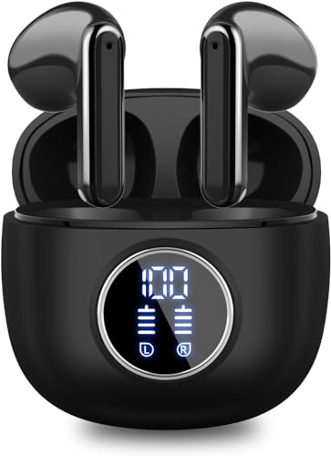 Wireless Earbuds, Bluetooth 5.3 Headphones in Ear with HiFi Stereo Deep Bass, 4 ENC Noise Cancelling Mic Wireless Earphones 40H Playtime, Bluetooth Earbuds Dual LED Display, IP7 Waterproof, USB-C