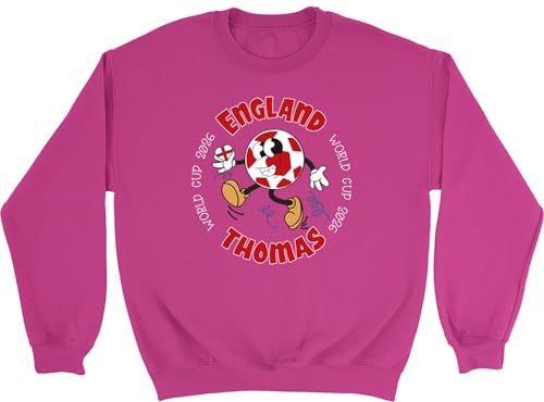 Image of Shopagift Personalised England World Cup Heart Football Fan Sweatshirt Unisex Jumper Pink