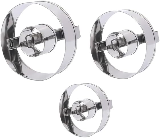 Stainless Steel Donut Cutter Set, 3 Piece Baking Molds, 3.5, 3, 2.5 Inch Sizes, Grade-304 Metal for Donuts, Pastry, Cookies