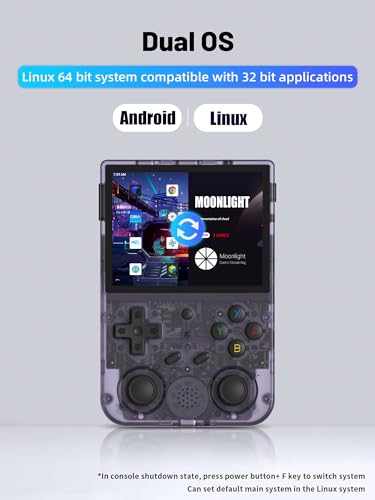 Image of RG353V Handheld Game Console 3.5 Inch IPS Screen 640*480 High Resolution CPU RK3566 Quad-Core OS Android 11, Linux 2G /64G+16G 3200mAh Battery(Purple transparent)