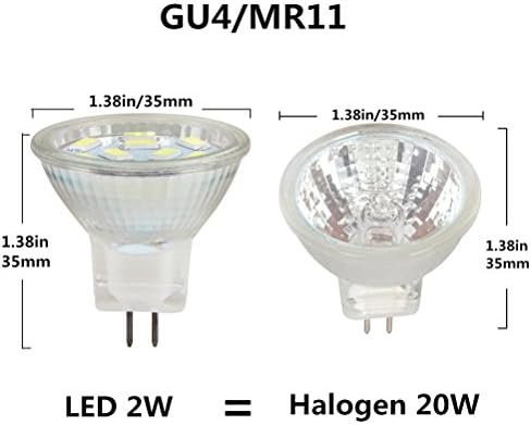 2W MR11 GU4 LED Bulb 12 Volt Cool White 6000K, 20W Halogen Replacement, MR11 G4/GU4.0 LED Spot Light for Home, Landscape, Recessed, Track Lighting (Pack of 4)