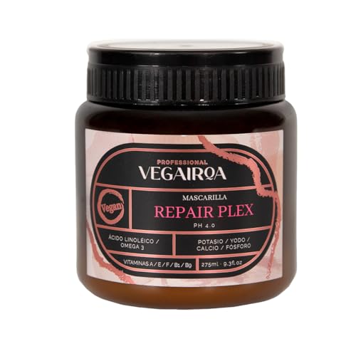 VEGAIROA - Repair Plex Mascarilla - Mascarilla Reparación Extrema - Hidratación y Nutrición - Libre de Encrespamiento - Para Cabellos tratados Químicamente - Peluquería Profesional Vegana - 300 gr