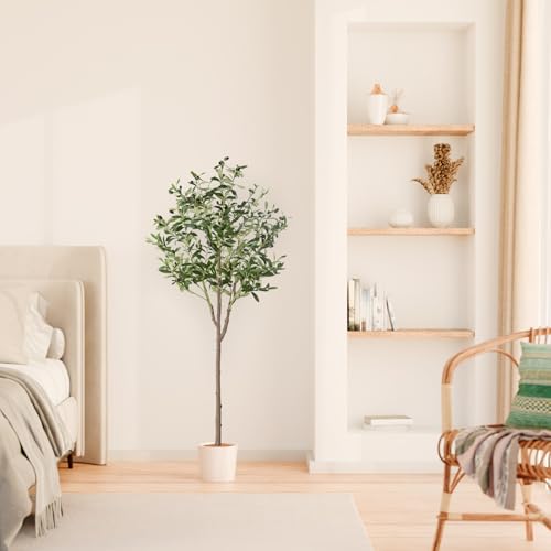 PASCH® Künstlicher Olivenbaum (150cm) - Stilvoll & Naturgetreu | Künstliche Pflanzen groß | Kunstpflanzen groß: Olive Tree | Olivenbaum künstlich groß für EIN mediterranes Ambiente