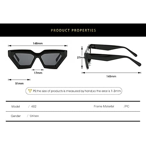 EQNSMDTGZ Damskie okulary przeciwsłoneczne spersonalizowane okulary przeciwsłoneczne z grubą ramą w stylu vintage, Leopard, Taglia unica