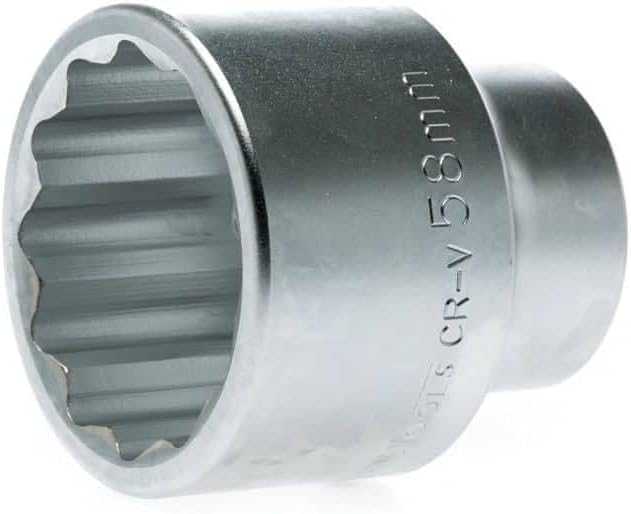 Teng Tools 58MM 1 Inch Drive 12 Point Metric Shallow Chrome Vanadium Socket | Mechanic Tool | Hand Tool - M110558