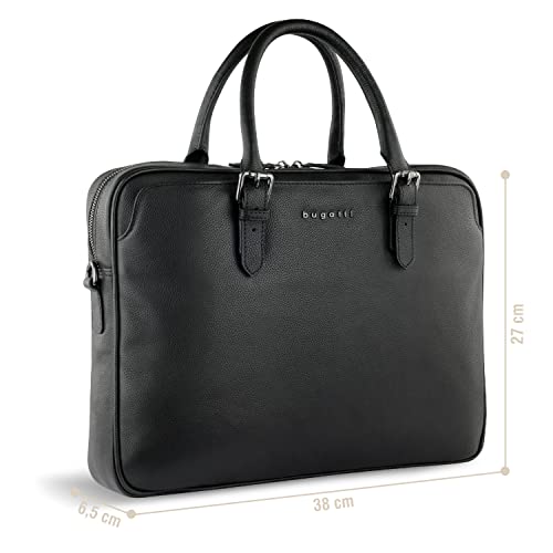 Grand porte-monnaie Bugatti en cuir de vachette noir véritable - 2