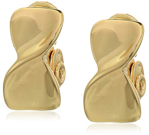 Anne Klein Women's Gold Tone EZ Comfort Clip Button Twist Earrings, One Size