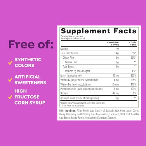 MiraFIBER Gummies, from The Makers of MiraLAX, Vegan Formula, 8g Per Serving, Gut Health for Men & Women, Prebiotic Fiber Gummies for Adults, Mixed Fruit Flavor 72Ct - image 9