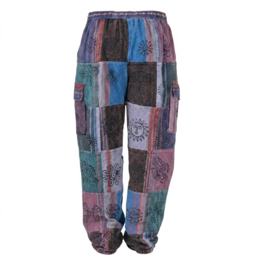 Ezhippie Men's Handmade Patchwork Cotton Boho Festival Pants, L Multicolor by Ezhippie - Used condition - Image 6