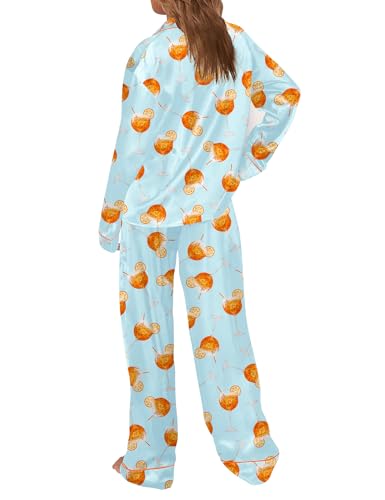Image of SHESHOW Satin Pajamas for Women Set Long Sleeve Button Down Sleepwear 2 Piece Nightwear Women Pjs Sets Size XS-XXL