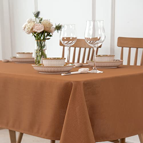 maxmill Slubby Textured Rectangular Tablecloth Water Resistance Antiwrinkle Spillproof Soft Faux Linen Table Cloth for Fall Harvest Thanksgiving Parties Holiday Dinners, 60 x 104 Inch, Amber Bronze by maxmill - Image 2