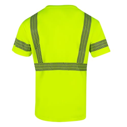 VENDACE 3 Pack Hi Vis Safety Shirts for Men Class 3 High Visibility Reflective Construction Work Shirts Short Sleeve (YOBK,3XL) by VENDACE - Image 3