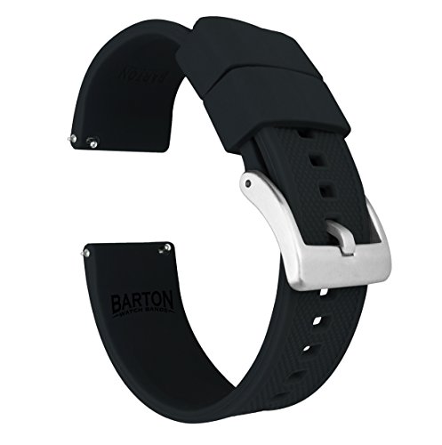 20Mm Black - Barton Elite Silicone Watch Bands - Quick Release - Choose Strap Color & Width #TOP1