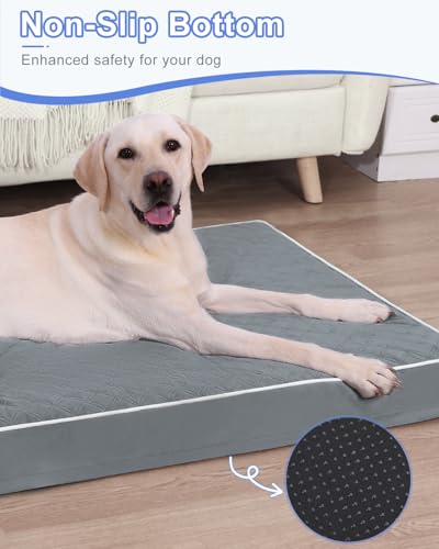 Coussin pour chien en mousse orthopédique et housse robuste grise - 8