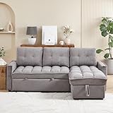 ERYE L-Shaped Reversible Sleeper Sectional Sofa W/Pull Out Sleeper Couch Bed and Storage Chaise for Living Room, Chenille Tufted Corner Convertible Sofa Bed with USB-C Ports
